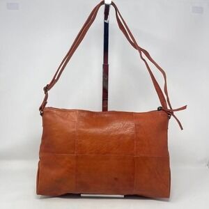 Day & Mood Anthropologie Molly Leather Crossbody Cognac Brown Patchwork Boho